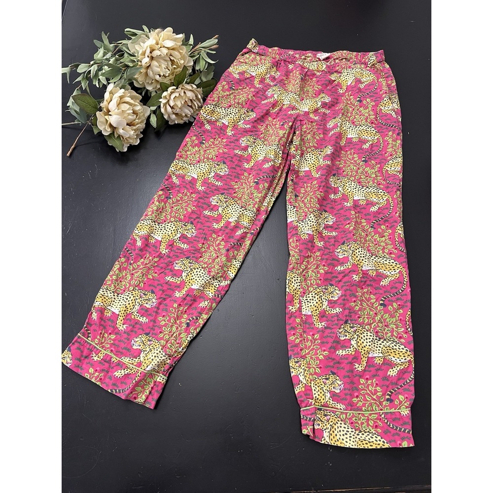 Print Fresh Hot Pink Cheetah Leopard Bagheera Pajama Pants Sz S Organic Cotton